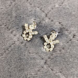 Vintage Small Angel Clear Rhinestone Pierced Earrings